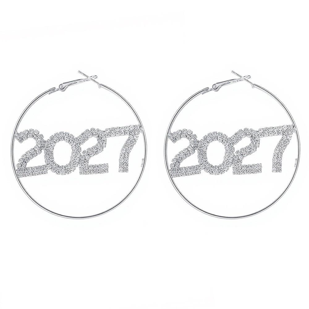 Elegant 2027 Digital Earrings Rhinestone Stud Earrings Jewelry Happy New Year Earrings Party