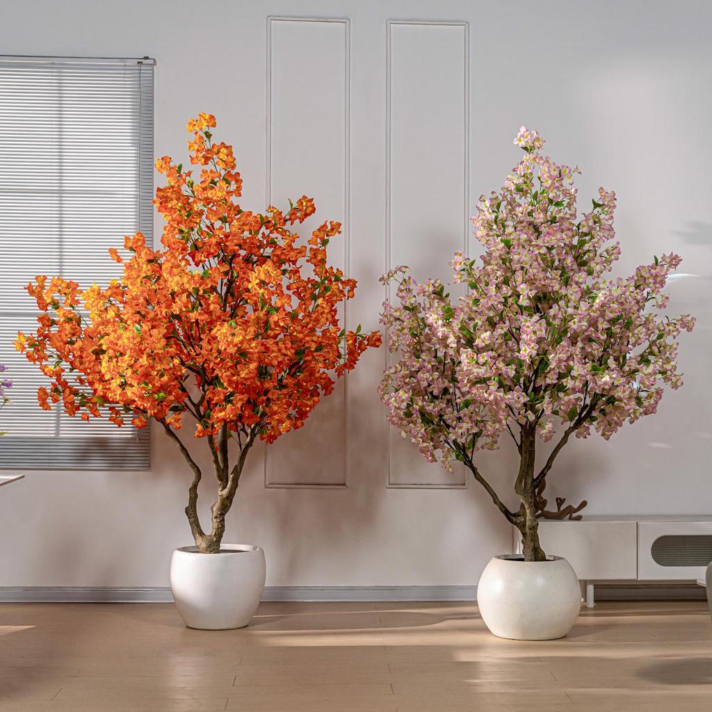 Large Artificial Bougainvillea Tree for Indoor Decoration - Potted Fake Cherry Blossom Plant Ornament