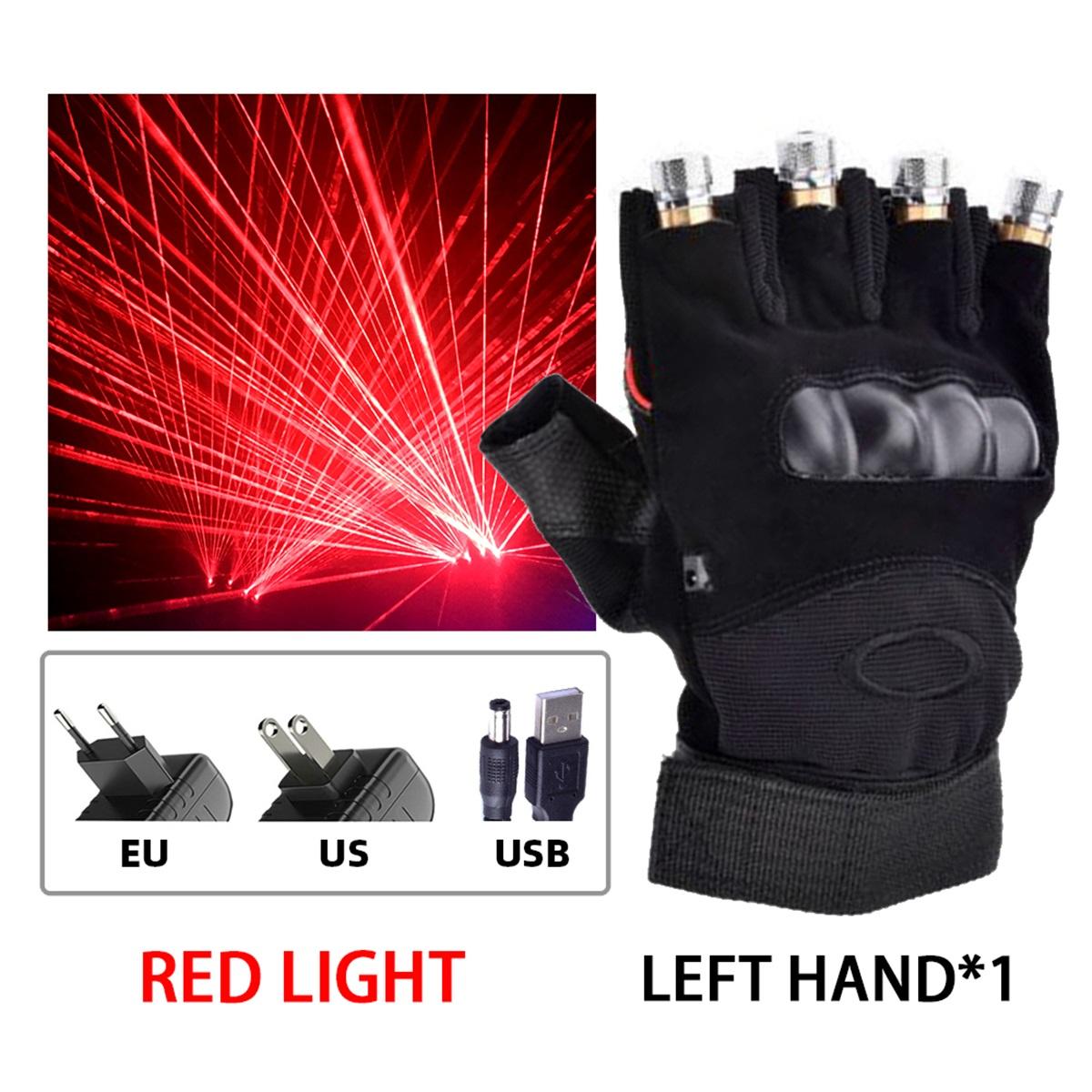 

LED rechargeable laser gloves bar ballroom ambient lighting holiday home party lights indoor dj red green emitting laser Red Right Hand-USB