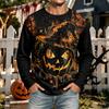 Men's Halloween Neck Long Sleeve Casual Shirt Comfortable Top for Holiday Party and Daily Wear