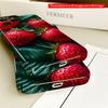 2DFlat Glossy Strawberries on Deep Green Leaves All inclusive film hard iPhone case, compatible with iPhone 18 Pro Max 17 16 15 14 13 12 11