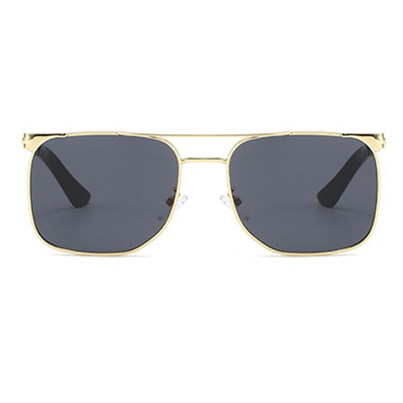 SHAUNA Vintage Metall Doppelbrücken Herren Quadratische Sonnenbrille Farbverlaufgläser UV400 Mode Damen Sonnenbrille