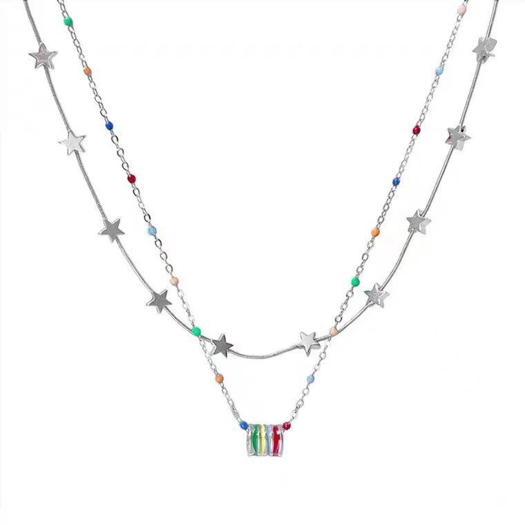 True Love Star-Matching Necklace: Double-Layered Chain for Women—Sweet & Cool High-End Clavicle Jewelry