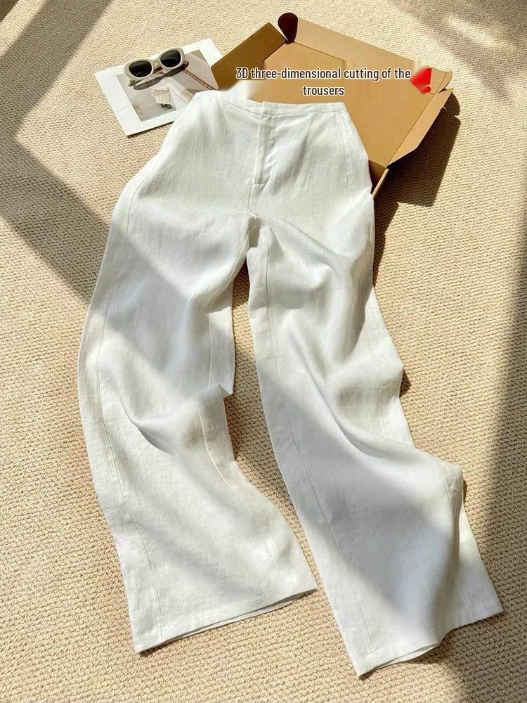 Chic Summer White Linen Pants for Women – Casual, Relaxed, Old Money Style Small