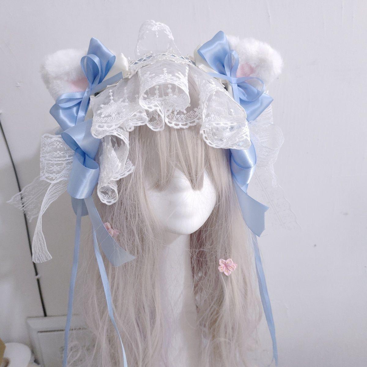 

Cat Ear Hair Bands Girl s Headbands Lolita Cosplay Accessories Y2K Accessories Hair Accessories Lace Bow Japanese Style Headband