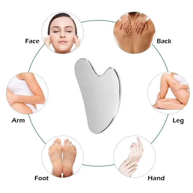 Large Heart-Shaped Stainless Steel Facial Sculpting Tool – Cooling Gua Sha for Jawline Contour, Lymphatic Drainage & Natural Glow
