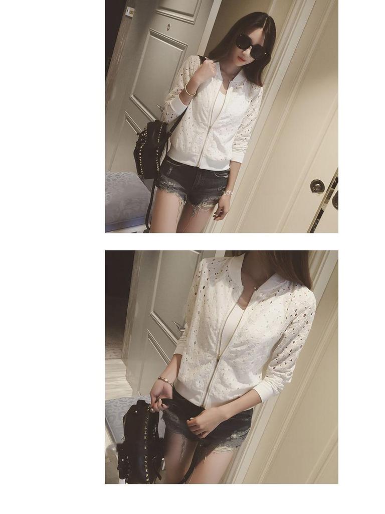 Women's Summer Lace Cardigan: Thin, Hollow, Zippered Sun Protection Jacket