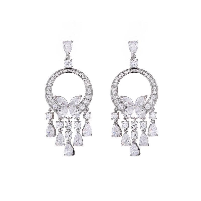Exquisite Zircon Tassel Earrings: Sparkly, Versatile, Minimalist Design with Light Luxury Appeal.