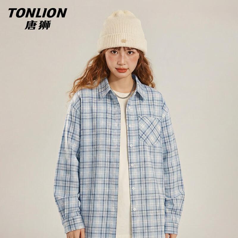 Женская свободная клетчатая рубашка TonLion с опущенными плечами L