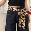 Vintage Leopard Print Scarf Women Girls Tie Hair Band Bags Handle Decoration Y2K American Narrow Long Scarfs Fashion Accessories