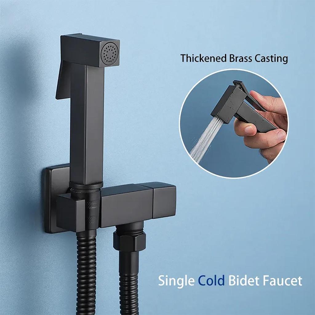 Robinet de bideu din alamă ULA Robinet unic de apă rece Set de duș cu pulverizare pentru bideu de mână Toaletă Pulverizator Shattaf Robinet pentru bideu de dușă negru