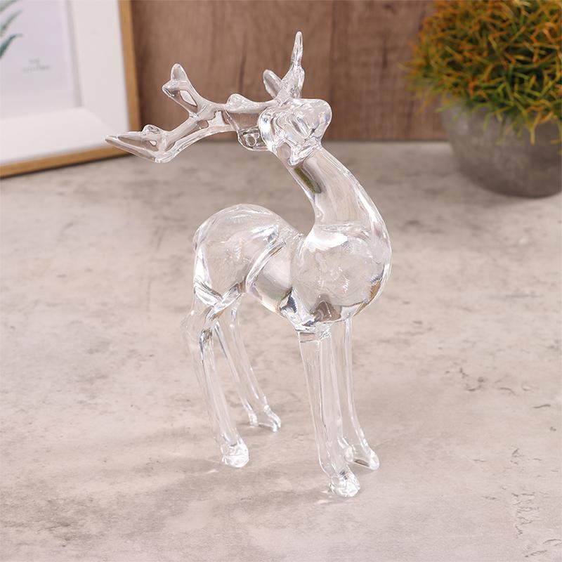 1Pc  Deer Figurines Desktop Ornament Transparent Elk Reindeer Sculpture