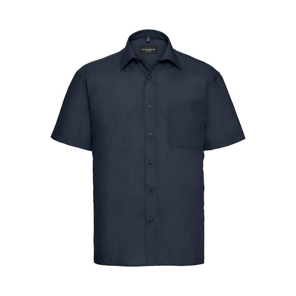 Russell Collection Mens Poplin Easy-Care Short-Sleeved Formal Shirt
