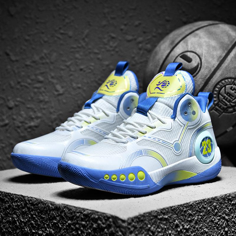 Men's High Top Breathable Non-Slip Shock-Absorbing Basketball Shoes for Middle School Students