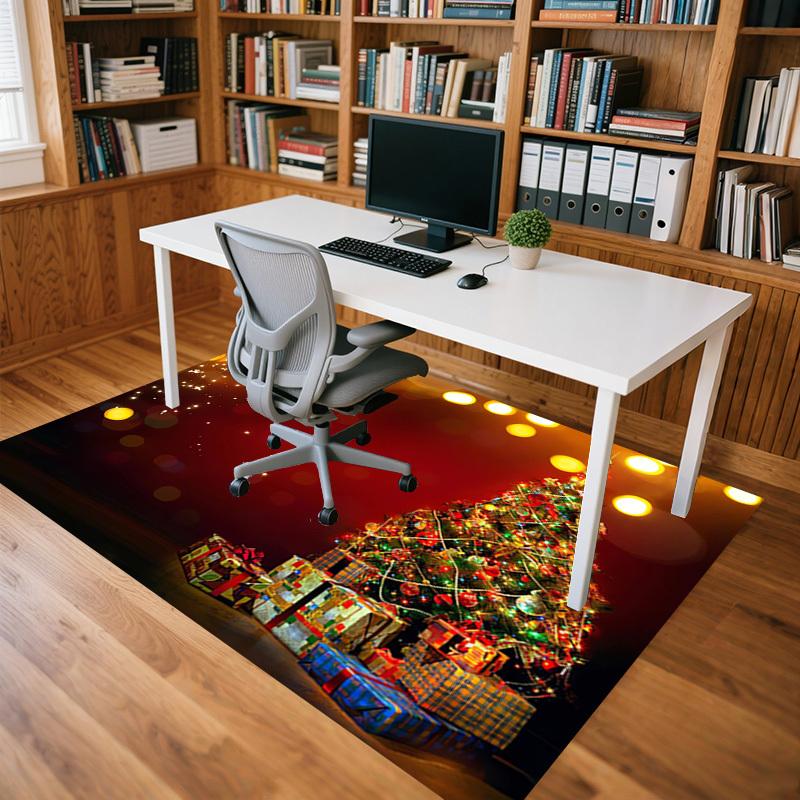 Christmas Tree Gifts Crystal Velvet Chair Mat Area Rug - Non-Slip, Floor Mat, Office Desk Chair Rugs, Bedroom Decor.Christmas Gift-1106010