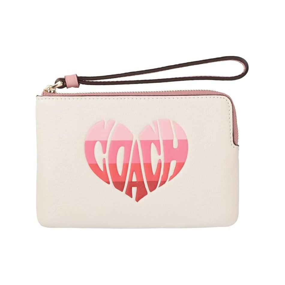 New COACH Wristlet Leather Wrist Bag Coin Purse, Clutch Small Women's White CA070-IMCAH
