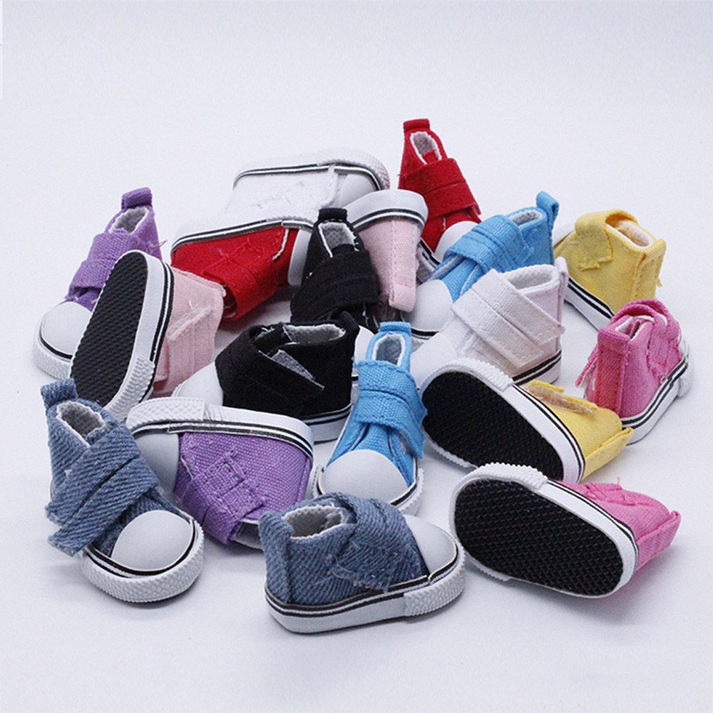 Pair 5cm Length Playing House Handmade Props Denim Canvas Toys Accessories Mini Sneakers Doll Shoes