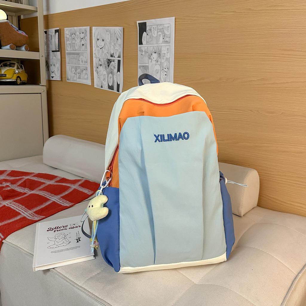 Schoolbag large-capacity contrasting color student schoolbag 1011 winter new trendy Korean version fashion travel lightweight high-value backpack