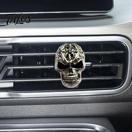 Personalized Gift for Car Lovers Skull Air Vent Clip, Retro Alloy Dashboard Accessories Halloween Trim Funny Head Auto Interior Stylish Decoration