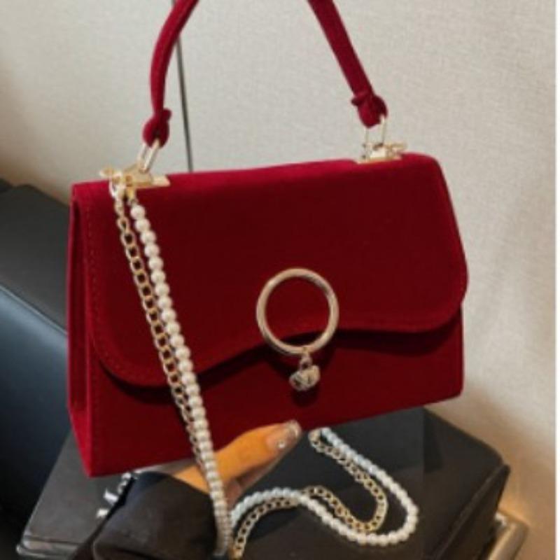 Rote High-End kleine Tasche Damentasche neue Hochzeitshandtasche Retro-Kette Messenger Brauttasche