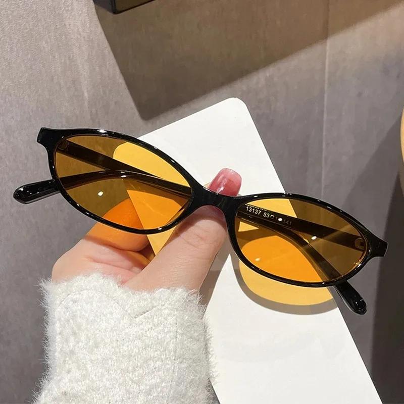 Retro Oval Frame Sunglasses Fashion Personalized Trendy Small Frame Sunglasses Punk Cat Eyes Sunshade Sun Protection Glasses