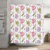 Lebhaftes Blumendekor Duschvorhang-Set Rosa Muschel Grünes Blatt Badezimmer-Dekoration für Zuhause Badezimmerzubehör Moderne Duschvorhänge w