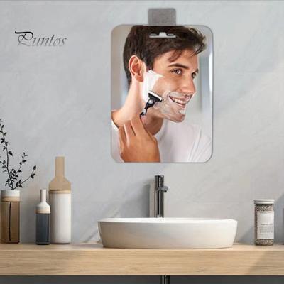 30x20CM Mistvrije Douchespiegel met Zuignap Scheermeshouder Haak Anti-condens Heren Scheren Make-up Spiegel Onbreekbaar Frameloos Badkamer Hangend Kaptafel