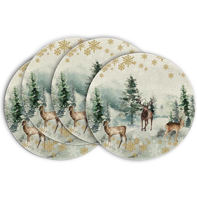 Festive Style Christmas Round Placemats - 4-Piece Set for Holiday Table Decor