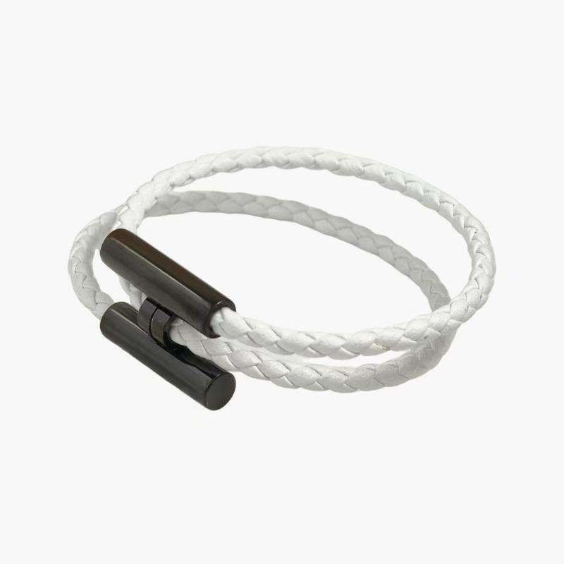 Stainless Steel Bracelet, Leather Woven Bracelet, Various Colors, Geometric Style, Light Luxury Style