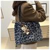 Leopard Print Plush Bucket Bag for Women 2026 New Fashionable Chain Shoulder Crossbody Purse