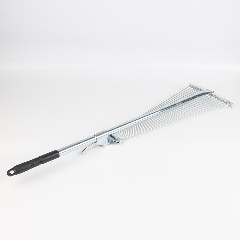 15 Tines Telescopic Lawn Rake Foldable Heavy Duty Adjustable Garden Rake for Patio Yard Gardening Work