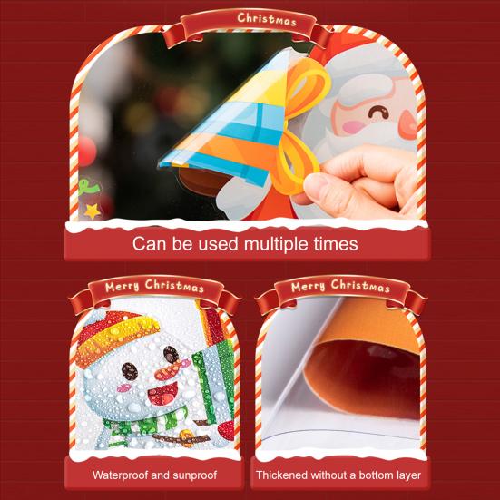 Vánoční přilnavé dekorace na okno Vánoční strom Santa Sob Sněhulák Samolepky na sklo Odnímatelné statické nálepky na okno pro zimní svátky Domácí párty potřeby