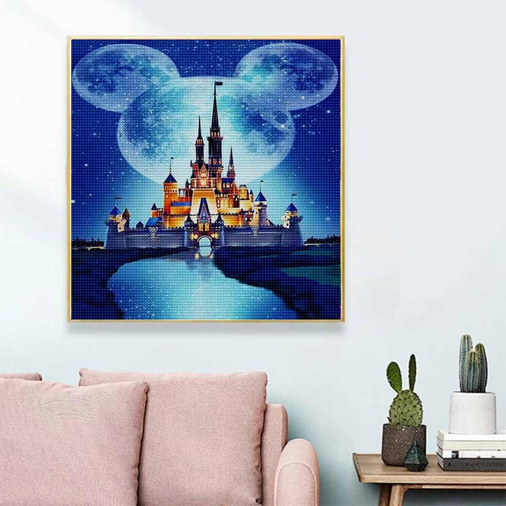 DIY Diamond Painting Round Diamond Mickey and The Castle Full Diamond Mosaic Home Decoration Painting Cross Stitch Kit