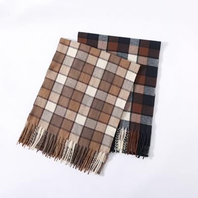 Plaid Scarf Men's Autumn and Winter Classic Trendy Earth Color Warm Versatile Imitation Cashmere Scarf for Boyfriend