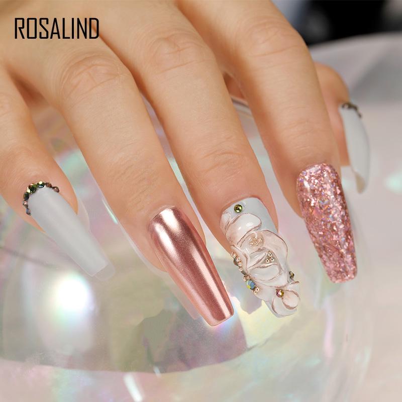 ROSALIND Acrylic Powder Poly Gel na nehty pro lak na nehty Dekorace Crystal Manikúra Sada Profesionální příslušenství na nehty