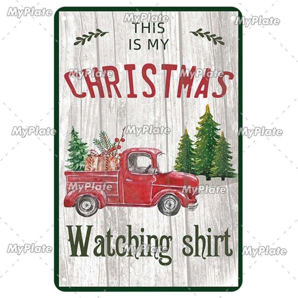 Vintage Christmas Metal Tin Sign Home Festive Wall Decor