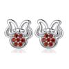 925 Stamp Silver Color Crystal Cartoon Animal Charm Stud Earrings For Women Grils Kids Wedding Gift Female pendientes eh020