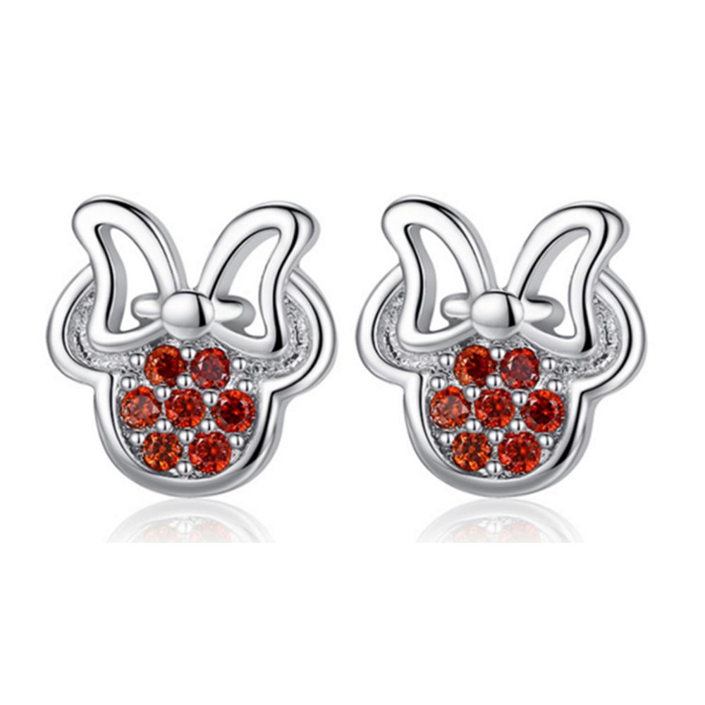 925 Stamp Silver Color Crystal Cartoon Animal Charm Stud Earrings For Women Grils Kids Wedding Gift Female pendientes eh020