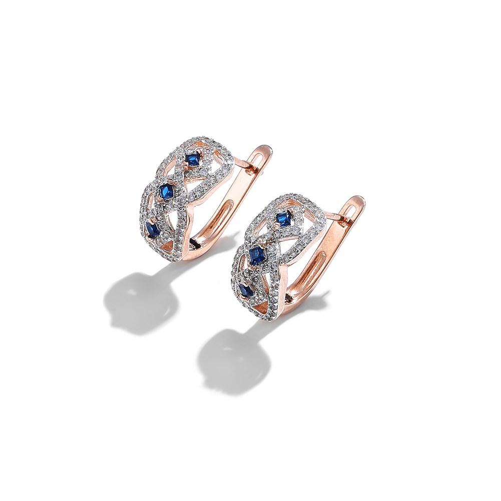 Elegant Sparkling Ear Cuffs for Women Rose Gold Blue White Zircon Clip Earrings