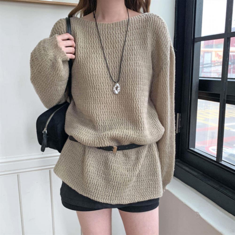 New ArrivalS Open Run Women S Solid Belted Boat Neck Long Sleeve Knit