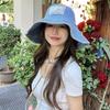 Wide-Brimmed Retro Fisherman Hat Sunshade Sun Protection Basin Cap Denim Bucket Hats  Women