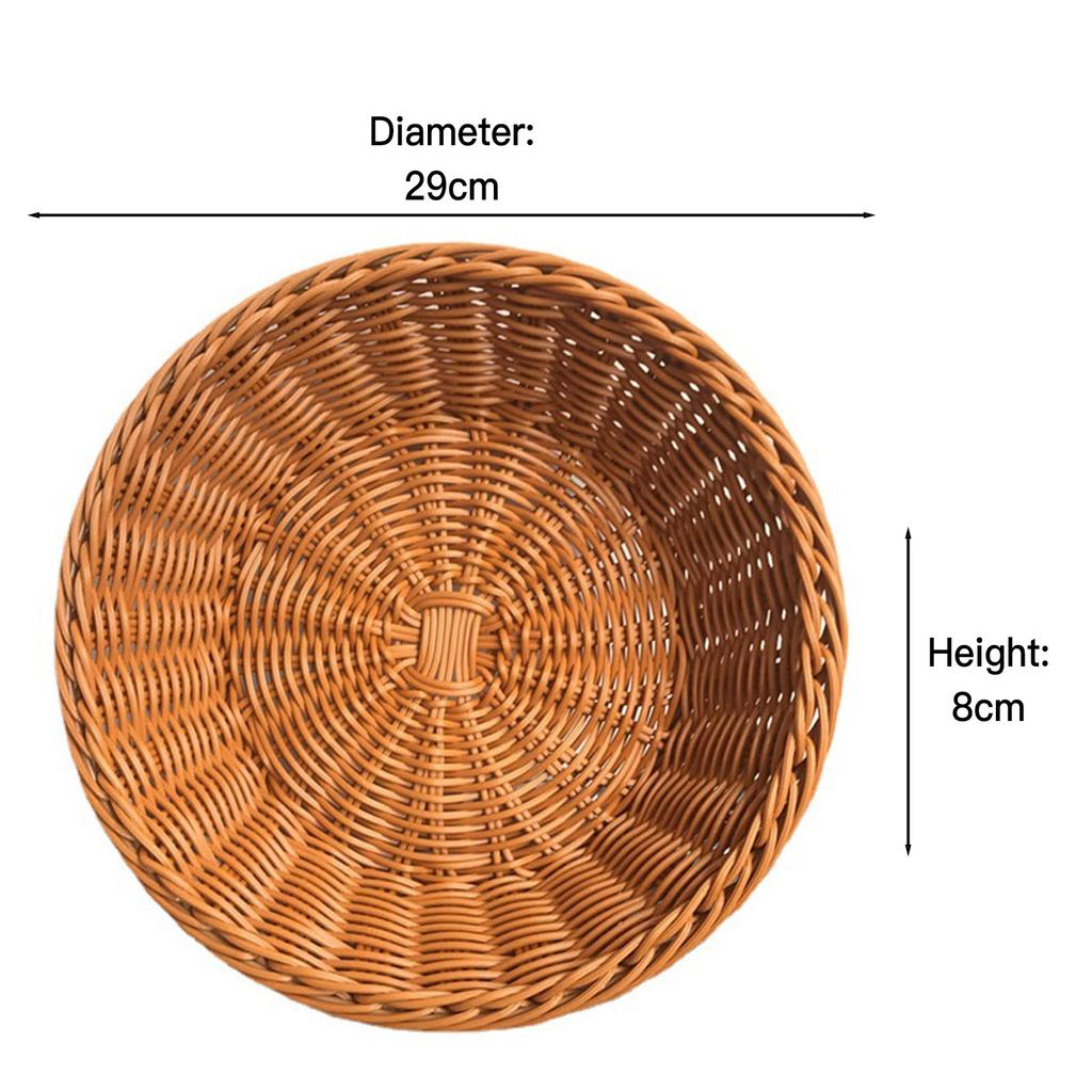 Imitation Rattan Round Fruit Basket Sundry Storage Basket Hand-Woven Picnic Food Storage Box Home Kitchen Storage Supplies