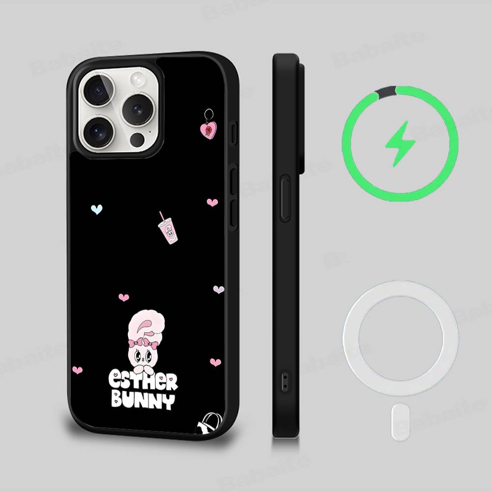 Cute Cartoon Esthers Bunny Magnetic Wireless Phone Case For IPhone 17 16 15 14 Plus 13 12 11 Pro Max
