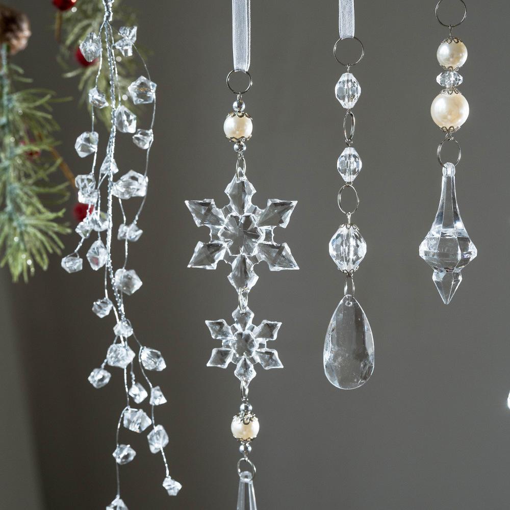 

Christmas Tree Crystals Jewelry Snowflake Pendant Transparent Snowflake Ice Crystal Shape Hangings 2025 New Year Eve Decors