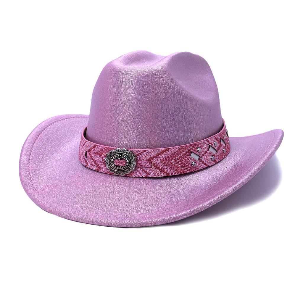 Spring and Autumn European and American style top hat men and women's ethnic style western cowboy hat upturned edge jazz hat bridal hat