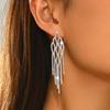 Eco-friendly Diamond Tassel Geometric Rhombus Earrings - Fashionable, Luxury Long Dangles