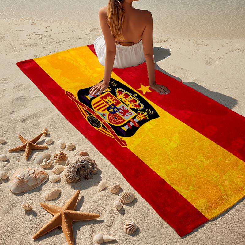 Spanisches Nationalwappen Strandtuch, Schnelltrocknend, Pflegeleicht, Für Fitness und Strandurlaub geeignet, Sport-Essential Fan-Geschenk