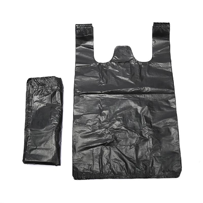

100PCS Black Plastic Shopping Bag Vest Storage Bag Thickened Supermarket Shopping Packing Takeaway Kitchen Garbage Storage Bag 100pcs&22X35cm чорний