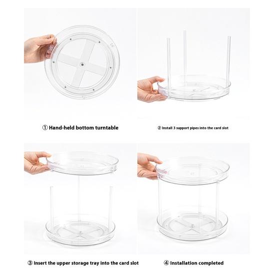 360 Degrees Rotating Storage Tray 1/2/3 Layers Lazy Susan Organizer Kitchen Pantry Cabinet Countertop Seasoning Spice Holder Cosmetic Turntable Rack