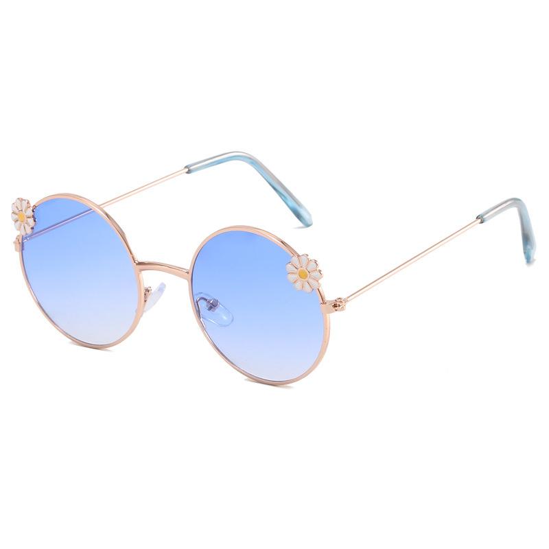 2023 New Metal Cute Little Daisy Children s Anti-UV Glasses Sunglasses синий